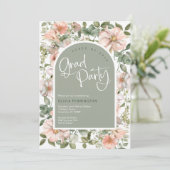 セージピンク赤面ワイルドフラワーズグラードパーティの招待状 招待状 (スタンド正面)