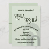 セージファンキーレトロディスコ結婚ーズはっきりした-モダンおもしろい 招待状 (正面/裏面)