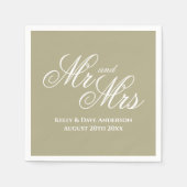 セージファンシー・グリーン氏&ミセス・ウェディング・パーティーのナプキンス スタンダードカクテルナプキン (正面)