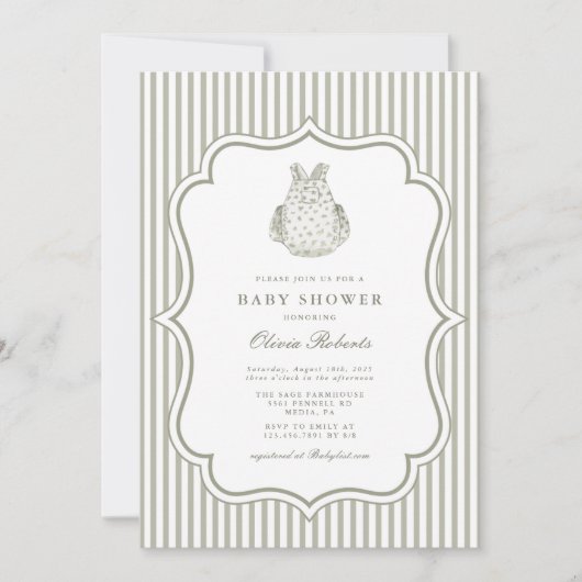 セージファームハウスヴィンテージベビーシャワー 招待状 (正面)