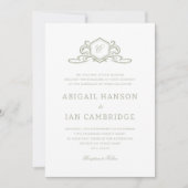 セージフォーマルクレストモノグラムエレガントな結婚式 招待状 (正面)