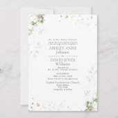 セージフォーマルグリーングリーナリー金ゴールドマーブル結婚ズ 招待状 (正面)