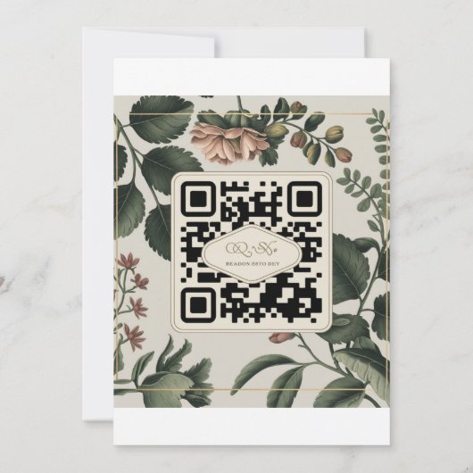 セージフォーマルグリーンリーフェリークレストモノグラム結婚のInv 招待状 (裏面)