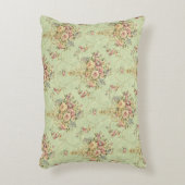 セージフランスのグリーンビクトリアンスタイルフローラロココ アクセントクッション (正面(垂直))