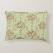 セージフランスのグリーンビクトリアンスタイルフローラロココ アクセントクッション (裏面)