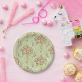 セージフランスのグリーンビクトリアンスタイルフローラロココ ペーパープレート (パーティー)