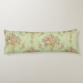 セージフランスのグリーンビクトリアンスタイルフローラロココ ボディピロー (裏面)