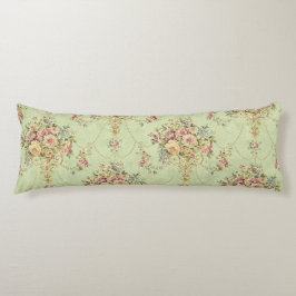 セージフランスのグリーンビクトリアンスタイルフローラロココ ボディピロー