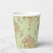 セージフランスのグリーンビクトリアンスタイルフローラロココ 紙コップ (裏面)