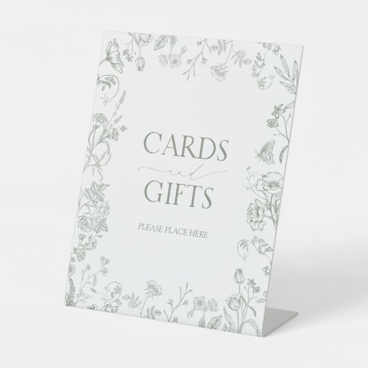 セージフランスのグリーンビクトリアンブライダルシャワープレゼント 台座サイン (正面)