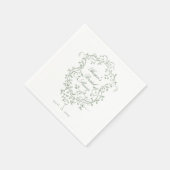 セージフランスのグリーンフローラクレストブライダルシャワー スタンダードカクテルナプキン (角)