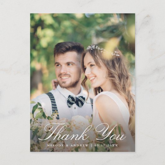 セージフランスのグリーンフローラクレスト結婚サンキュー ポストカード (正面)