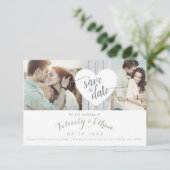 セージフローラウッドフォトウェディング日付カードを保存 セーブザデート (スタンド正面)