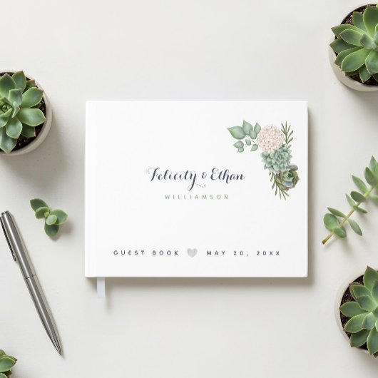 セージフローラフラワーズホワイトウッド結婚ズゲストブック ゲストブック