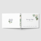 セージフローラフラワーズホワイトウッド結婚ズゲストブック ゲストブック (全面)