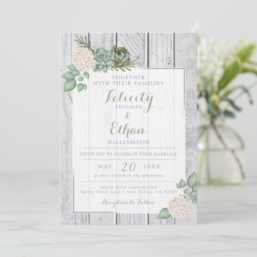 セージフローラフラワーズホワイトウッド結婚式招待状 招待状 (スタンド正面)