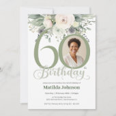 セージフローラ写真60誕生日 招待状 (正面)