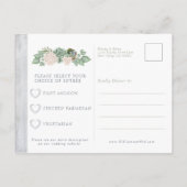 セージフローラ花とホワイトウッドウェディングRSVPカード インビテーションポストカード (裏面)
