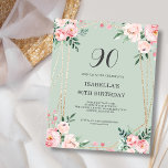 セージフローラ90th予算誕生日招待状<br><div class="desc">90回目の手頃バースデー魅力的バーへの招待をお探しですか?我々のセージフローラ紙の招待より遠く見なさい!上品な緑の背景に繊細な赤面ピンクの花とフォントを備えた素敵なデザインエレガントで、このカスタマイズ可能な招待は必ずあなたのお祝いに完璧なトーンを設定する。予算を維持している間フレンドリーずっと。お客様はカードの招待またはダウンロード可能なデジタルもしファイルとして、このデザインを購入するオプションを希望する私たちの店Peonyデザインを訪問する。</div>