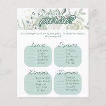 セージブライダルシャワーゲーム – あなたの財布の中に何があるか?