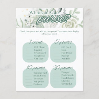 セージブライダルシャワーゲーム – あなたの財布の中に何があるか?