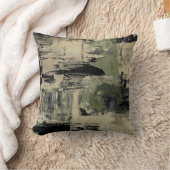 セージブラック&ベージュ絵画抽象芸術デザイン クッション (ブランケット)