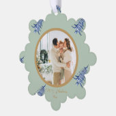 セージブルーパゴダメリークリスマスツリー2 – 写真 オーナメントカード (左)