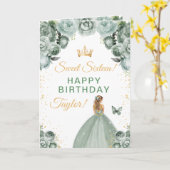 セージブロンドヘアガールSweet sixteen誕生日 カード (黄色い花)