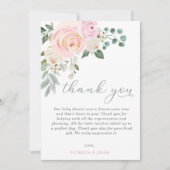 セージベビーの開花ピンクフローラガールベビーシャワー サンキューカード (正面)