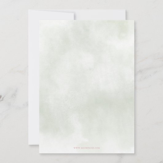 セージベビーの開花ピンクフローラガールベビーシャワー 招待状 (裏面)