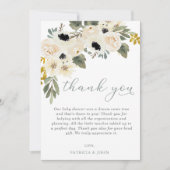 セージベビー開花アイボリーフローラガールベビーシャワー サンキューカード (正面)