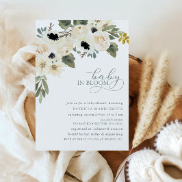 セージベビー開花アイボリーフローラガールベビーシャワー 招待状