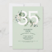 セージホワイトエレガントフローラ85thバースデーパーティー 招待状 (正面)