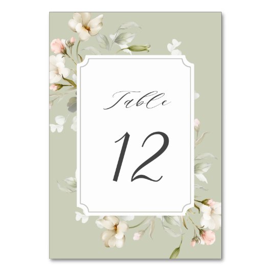 セージホワイト赤面エレガントフローラ結婚ズ テーブルナンバー (裏面)
