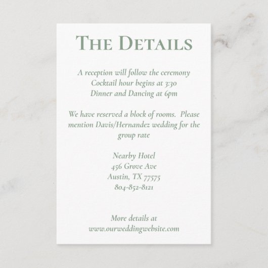 セージホワイト赤面ピーチフローラ詳細カード エンクロージャーカード (正面)