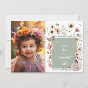セージボホフェアリー山花少女誕生日写真 サンキューカード