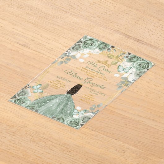 セージミクインズダスティグリーンフローラキンセアニラ アクリル招待状 (レイダウン)