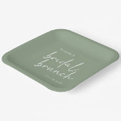 セージミニマリストスクリプトブライダルブランチ ペーパープレート (傾斜あり)