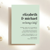 セージミニマルグモダンリーンカップル赤ちゃんシャワー 招待状