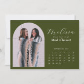 セージミニマルグリーンアーチブリデスメイド提案カード 招待状 (正面)