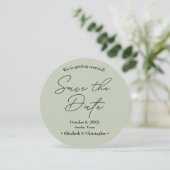 セージミニマルグリーンウェディング日付を保存 招待状 (スタンド正面)