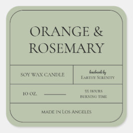 セージミニマルグリーンキャンドル包装ラベル スクエアシール