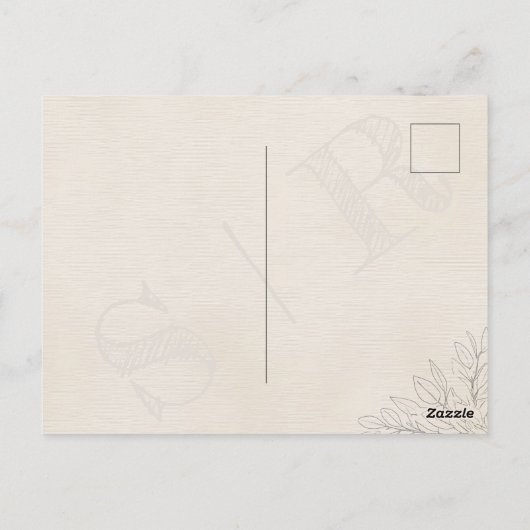 セージミニマルグリーンダスティバラウォーター結婚カラー ポストカード (裏面)