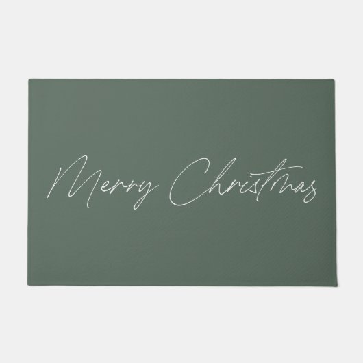 セージミニマルグリーンモダンスクリプトメリークリスマス ドアマット (正面)
