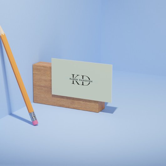 セージミニマルグリーンモノグラムプロフェッショナル 名刺