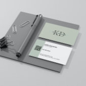 セージミニマルグリーンモノグラムプロフェッショナル 名刺