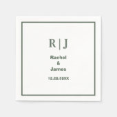 セージミニマル・グエレガントロモダンン・モノグラム結婚ズ スタンダードカクテルナプキン (正面)