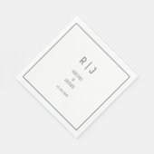 セージミニマル・グエレガントロモダンン・モノグラム結婚ズ スタンダードランチョンナプキン (角)