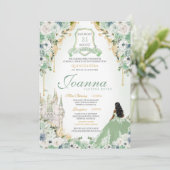 セージミントグリーン&金ゴールド王室のプリンセスキンセアニェラ 招待状 (スタンド正面)