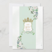 セージミントグリーン&金ゴールド王室のプリンセスキンセアニェラ 招待状 (裏面)